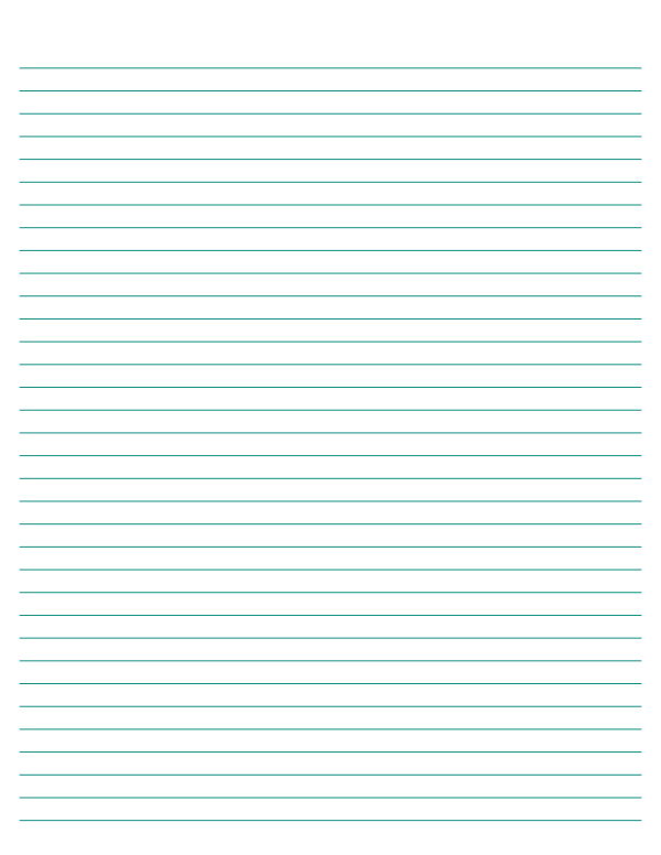 Teal Lined Paper College Ruled: Letter-sized paper (8.5 x 11)