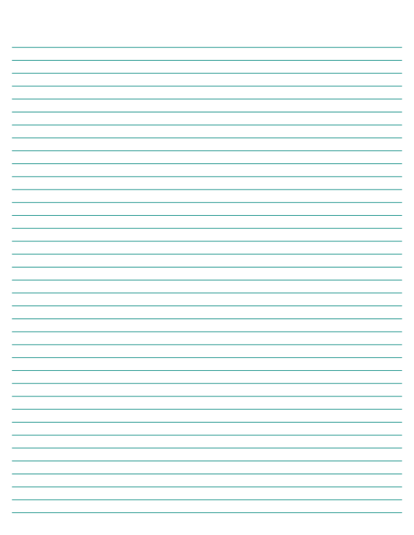 Teal Lined Paper Narrow Ruled: Letter-sized paper (8.5 x 11)
