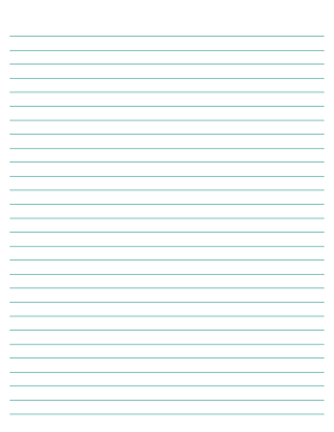 Teal Lined Paper Wide Ruled - Letter