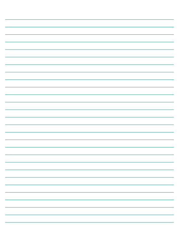 Teal Lined Paper Wide Ruled: Letter-sized paper (8.5 x 11)