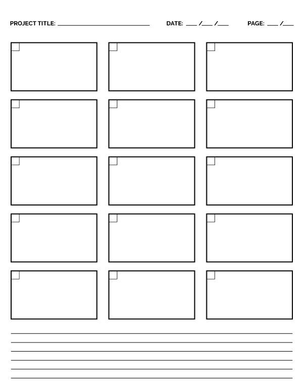 Thumbnail Storyboard Paper: Letter-sized paper (8.5 x 11)