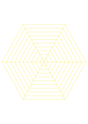 Yellow Concentric Hexagon Graph Paper  - A4