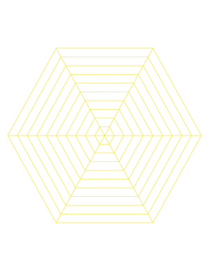 Yellow Concentric Hexagon Graph Paper  - Letter