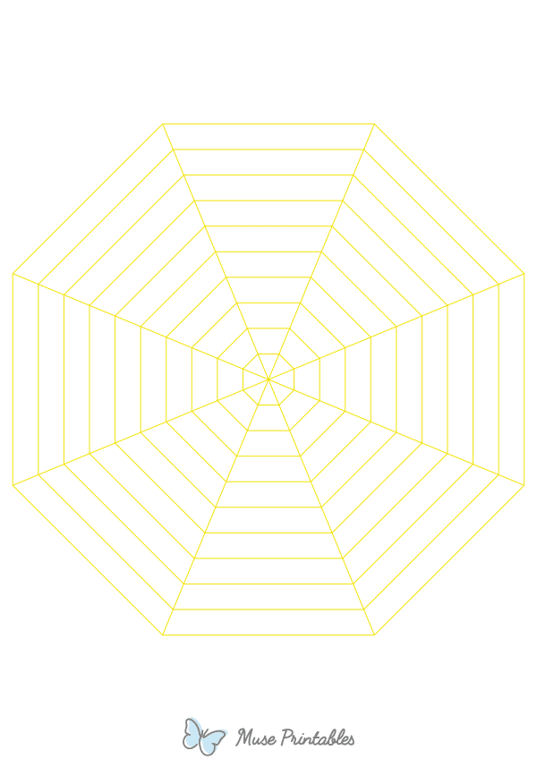 Yellow Concentric Octagon Graph Paper : A4-sized paper (8.27 x 11.69)