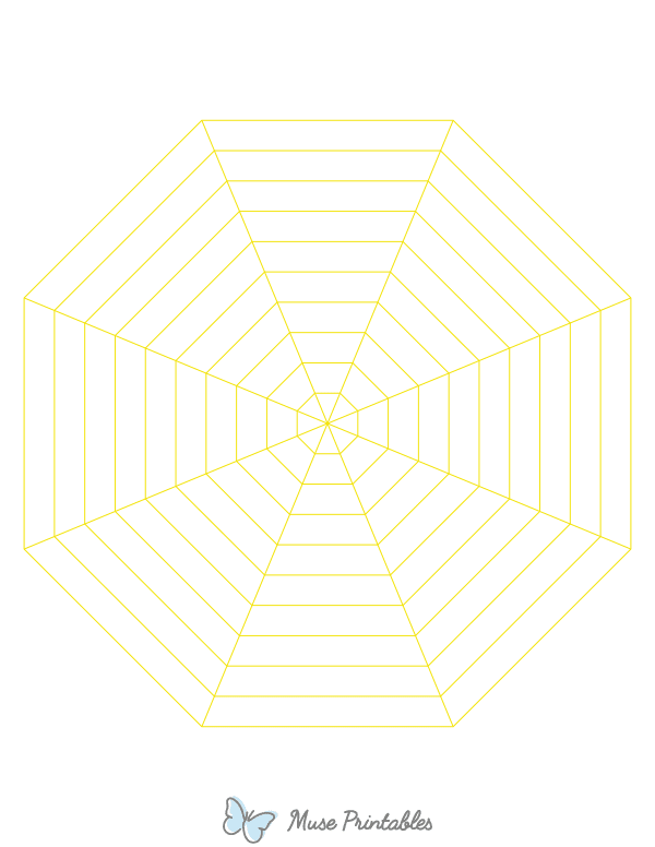 Yellow Concentric Octagon Graph Paper : Letter-sized paper (8.5 x 11)