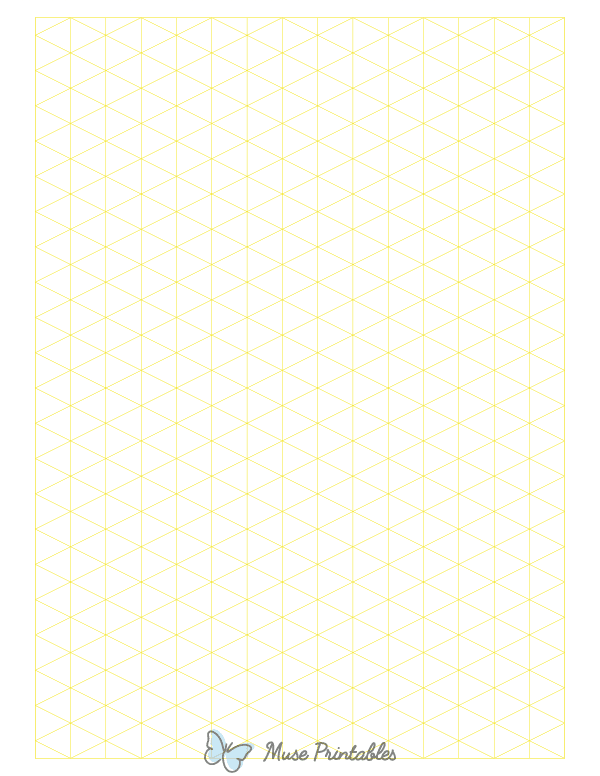 Yellow Isometric Graph Paper : Letter-sized paper (8.5 x 11)