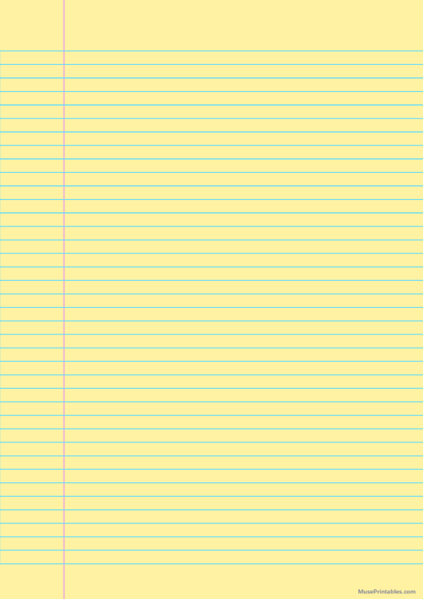Yellow Narrow Ruled Notebook Paper: A4-sized paper (8.27 x 11.69)