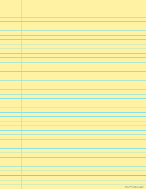 Yellow Narrow Ruled Notebook Paper - Letter