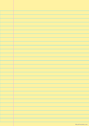 Yellow Wide Ruled Notebook Paper - A4