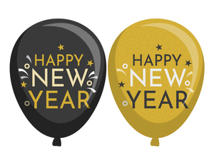 Black and Gold New Year Balloons Photo Booth Prop