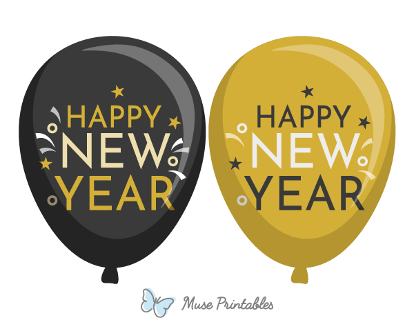 Black and Gold New Year Balloons Photo Booth Prop