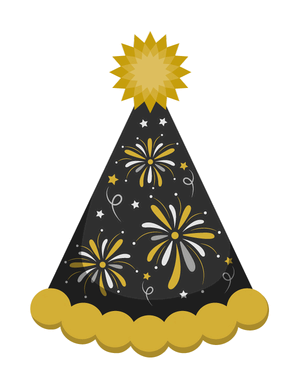 Black and Gold New Year Party Hat Photo Booth Prop