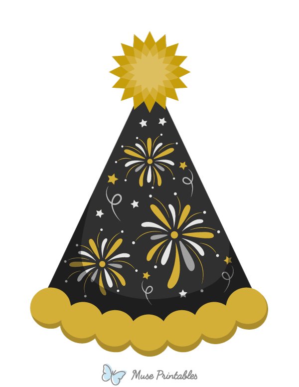 Black and Gold New Year Party Hat Photo Booth Prop