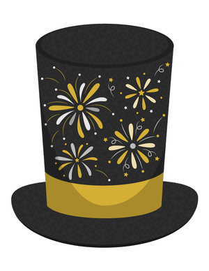 Black and Gold New Year Top Hat Photo Booth Prop