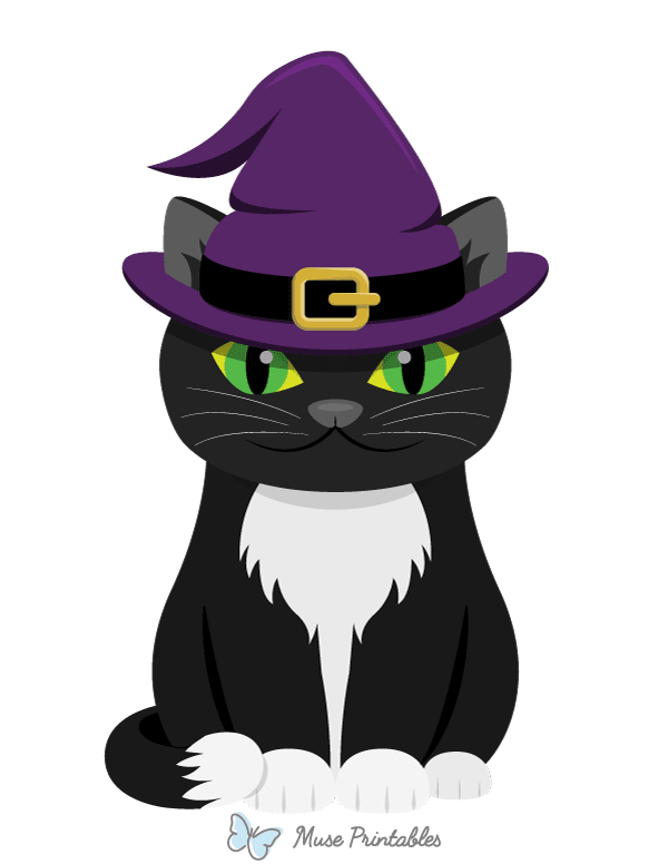 Cat Wearing Witch Hat Photo Booth Prop
