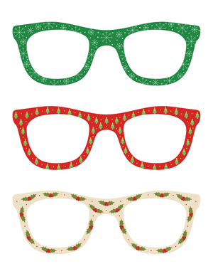 Christmas Glasses Photo Booth Prop