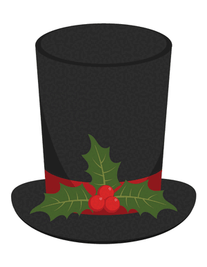 Christmas Top Hat With Holly and Ivy Photo Booth Prop