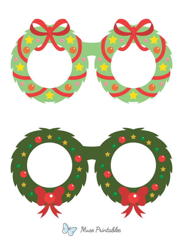 Christmas Wreath Glasses Photo Booth Prop