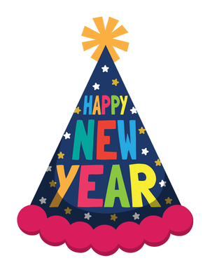 Colorful Happy New Year Party Hat Photo Booth Prop