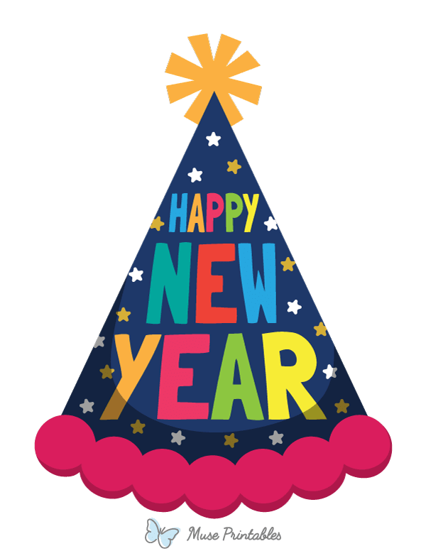 Colorful Happy New Year Party Hat Photo Booth Prop