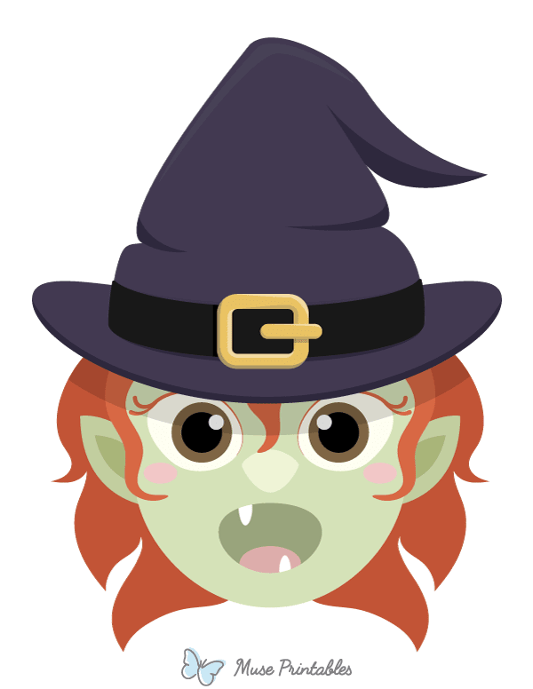 Cute Witch Face Photo Booth Prop