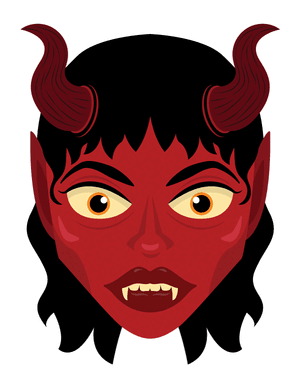 Female Devil Face Photo Booth Prop