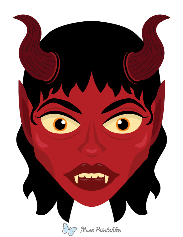 Female Devil Face Photo Booth Prop