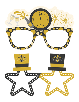 Gold and Black New Year Glasses Photo Booth Prop