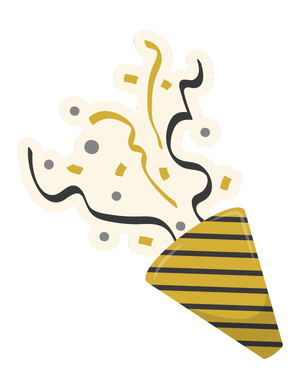 Gold and Black Party Popper Photo Booth Prop