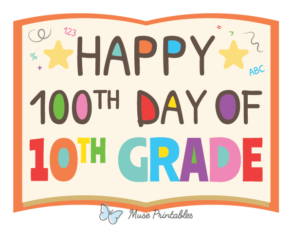 Happy 100th Day of 10th Grade Photo Booth Prop