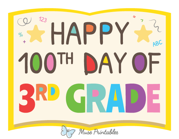 Happy 100th Day of 3rd Grade Photo Booth Prop