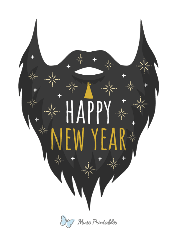 Happy New Year Beard Photo Booth Prop