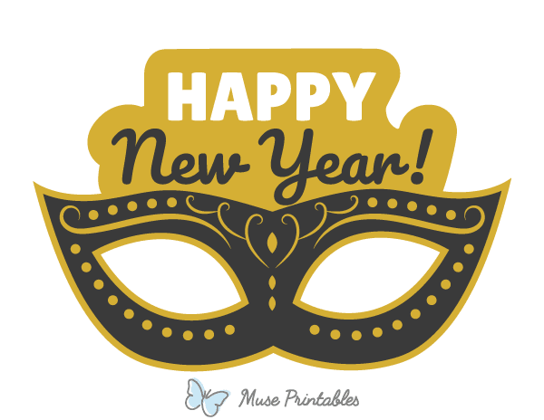Happy New Year Masquerade Mask Photo Booth Prop
