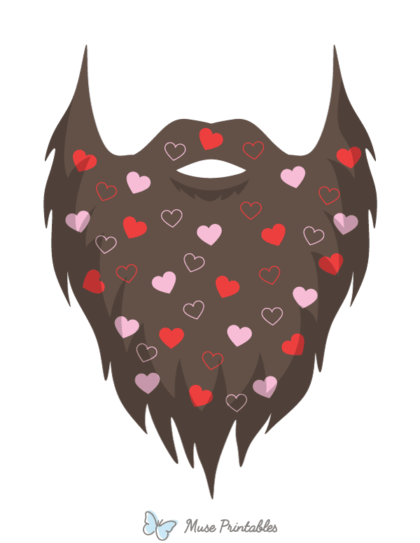 Heart Patterned Beard Photo Booth Prop