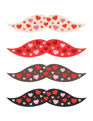 Heart Patterned Mustache Photo Booth Prop