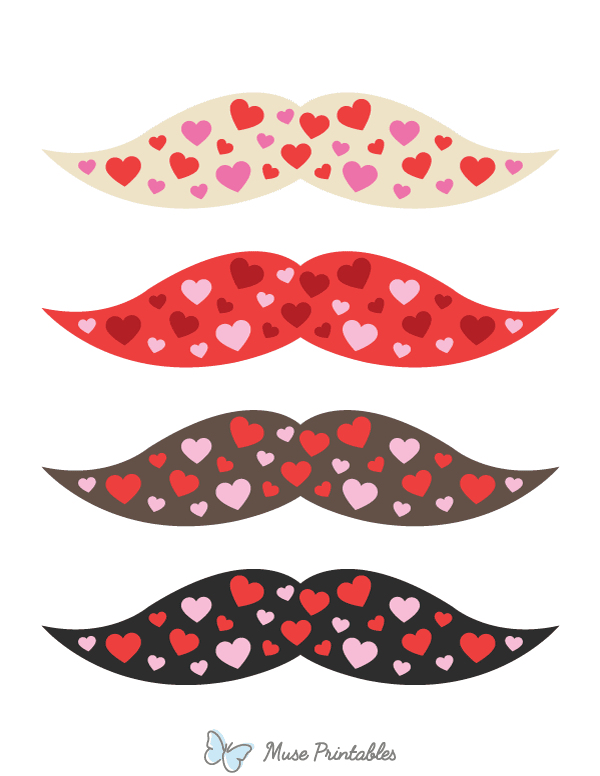 Heart Patterned Mustache Photo Booth Prop