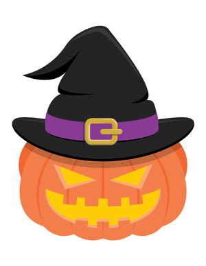 Jack-o'-lantern Wearing Witch Hat Photo Booth Prop