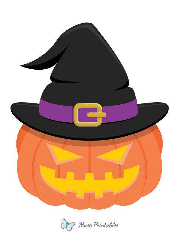 Jack-o'-lantern Wearing Witch Hat Photo Booth Prop