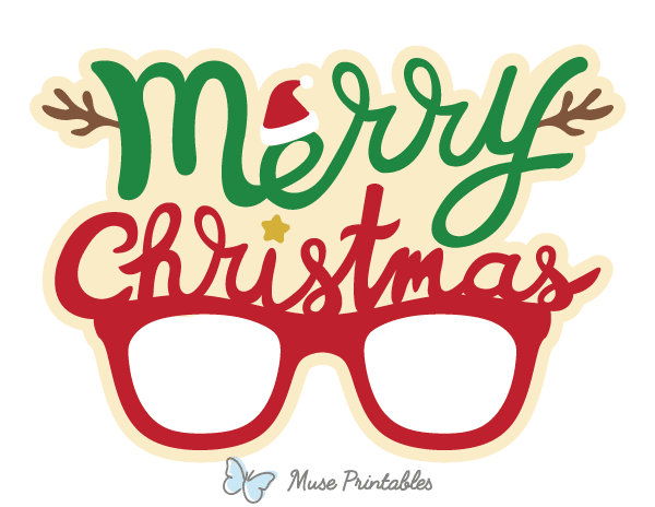 Merry Christmas Glasses Photo Booth Prop