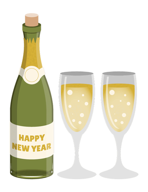 New Year Champagne and Glasses Photo Booth Prop