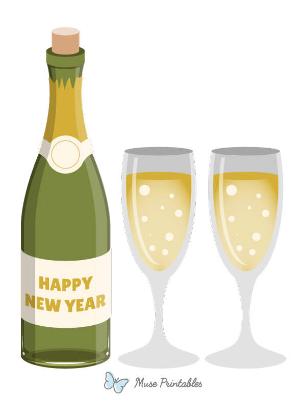 New Year Champagne and Glasses Photo Booth Prop