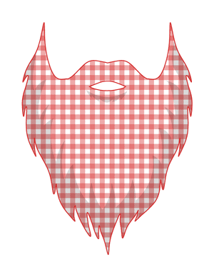 Red and White Gingham Beard Photo Booth Prop