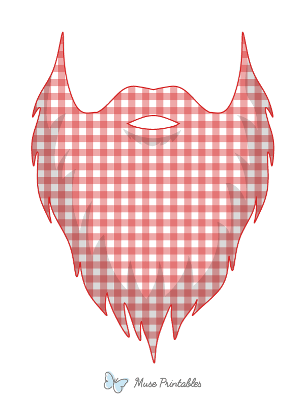 Red and White Gingham Beard Photo Booth Prop