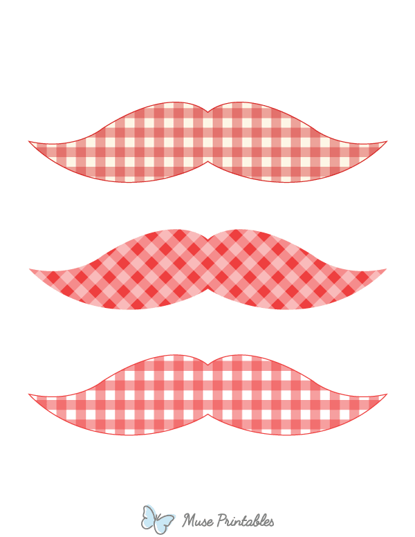 Red and White Gingham Mustache Photo Booth Prop