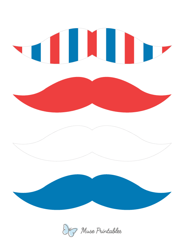 Red White and Blue Mustache Photo Booth Prop