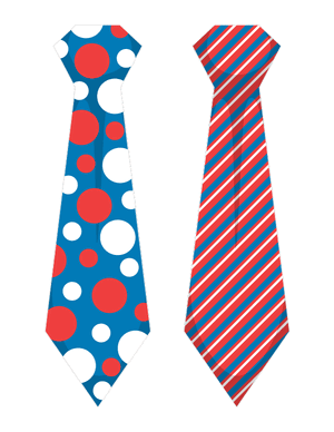 Red White and Blue Tie Photo Booth Prop
