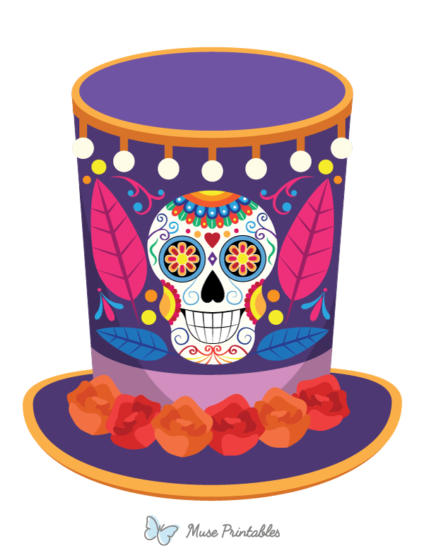 Sugar Skull Top Hat Photo Booth Prop