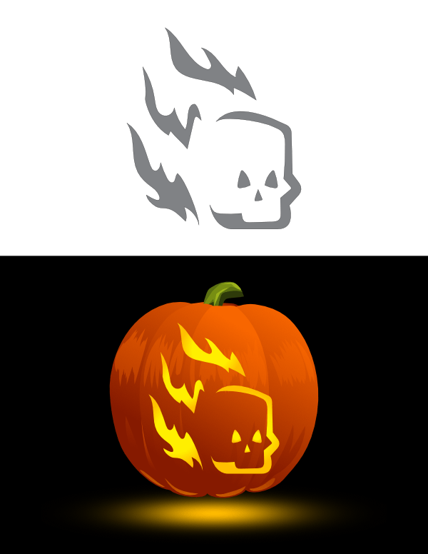 Abstract Burning Skull Pumpkin Stencil
