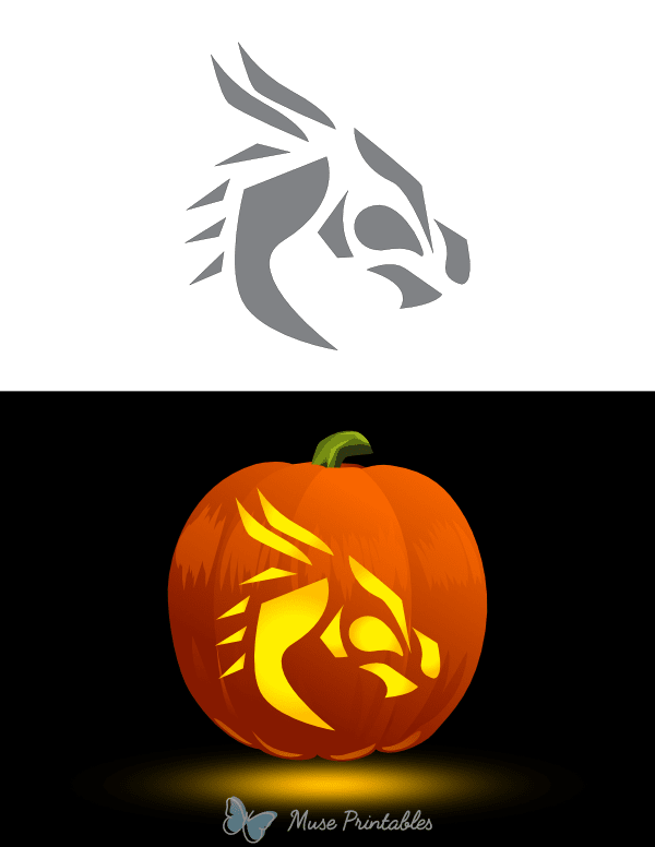 Abstract Dragon Head Pumpkin Stencil