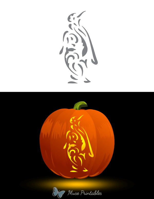 Abstract Filigree Penguin Pumpkin Stencil